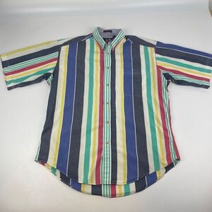 Vintage SERO Mens Size L Multicolor 90's Carnival Stripe Color Block *Read